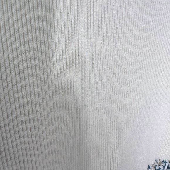 Vintage 90s Off White Blue Floral Short Sleeveless Sundress Medium - Picture 11 of 11